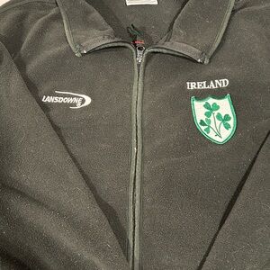Mens Fleece Jacket Green Ireland 3 Shamrock Full Zipper Long Sleeves size XXL